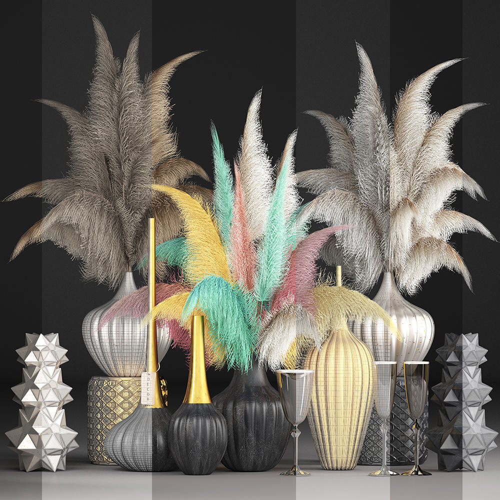 Decor with dry flowers Phragmites 3D model_6