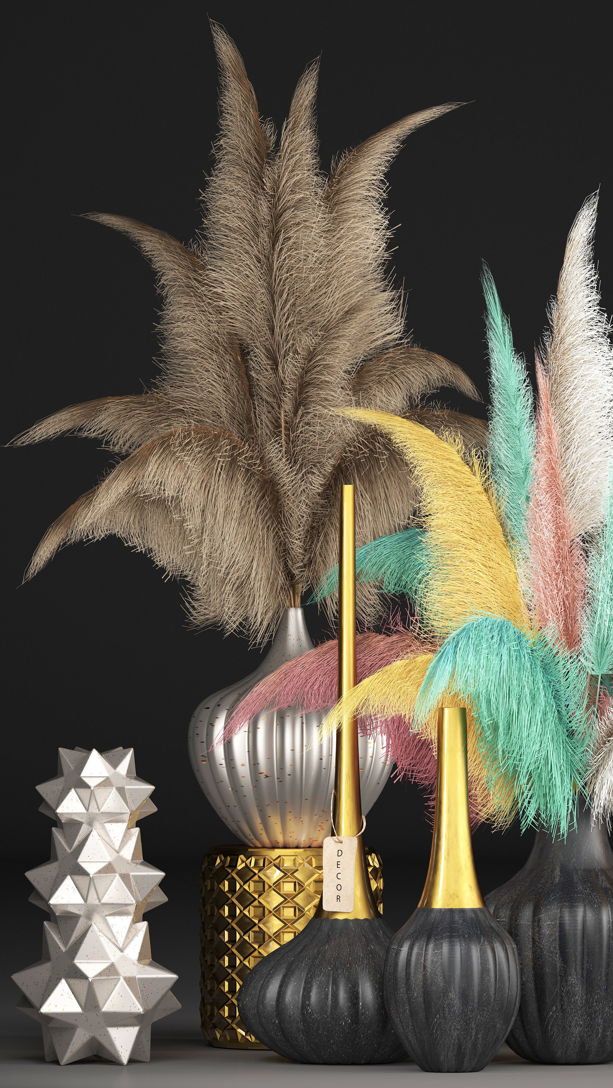 Decor with dry flowers Phragmites 3D model_3