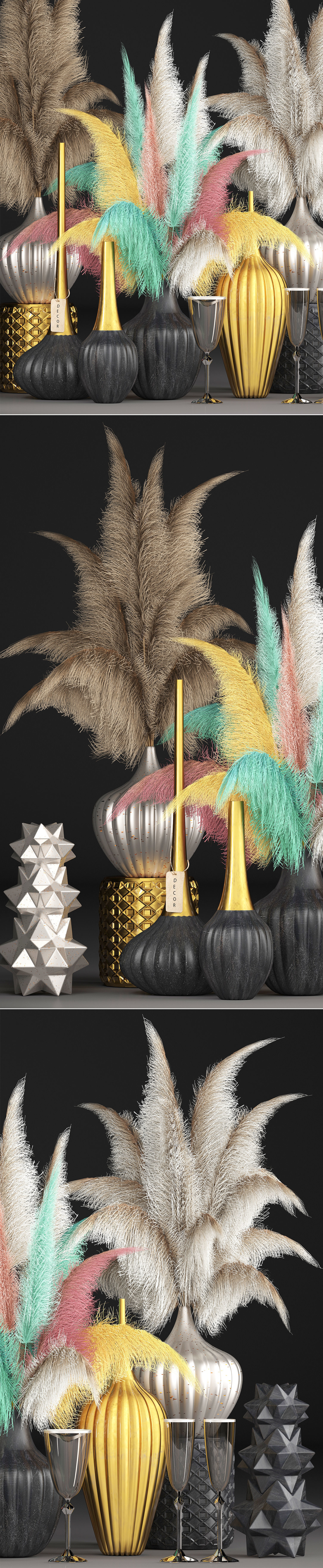 Decor with dry flowers Phragmites 3D model_9