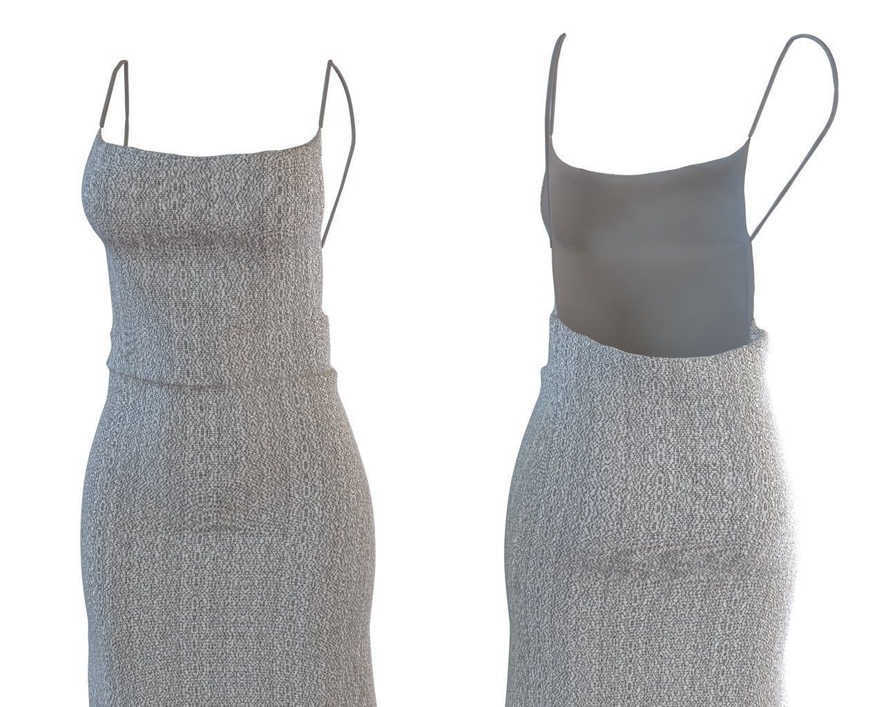 Designer  3D Backless Party Dress with Sequins Free 3D model_9