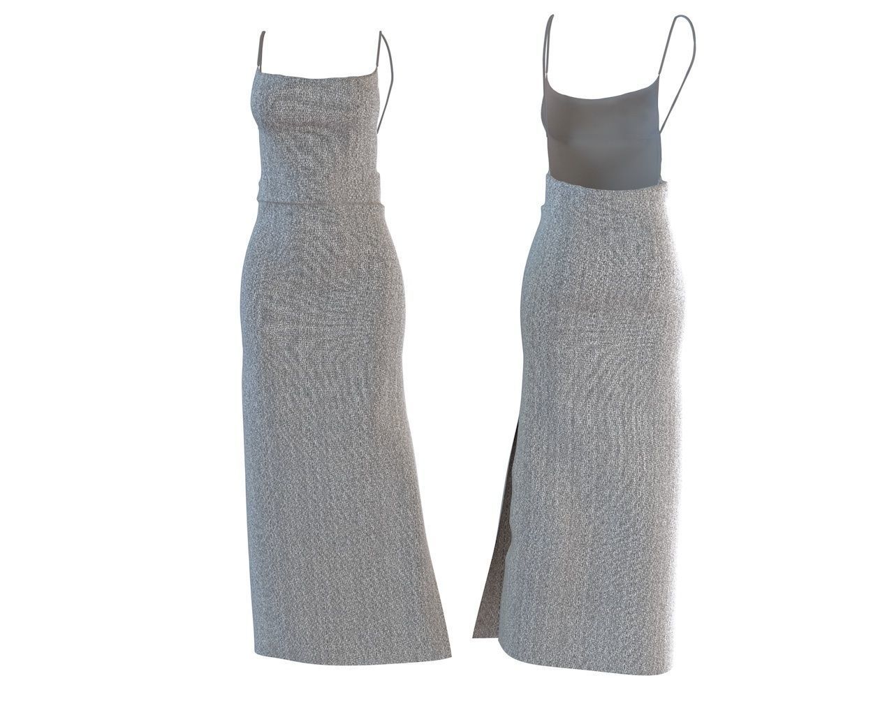 Designer  3D Backless Party Dress with Sequins Free 3D model_8