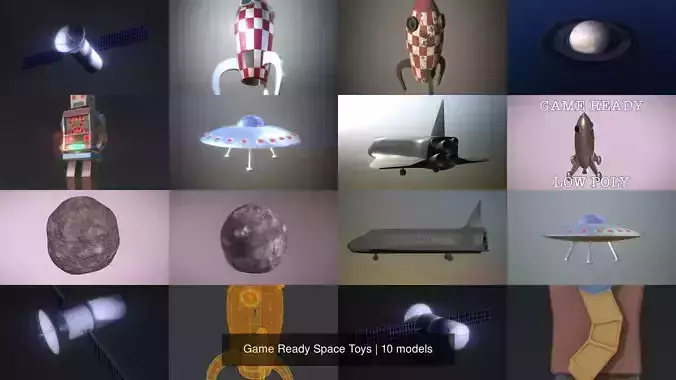 Game Ready Space Toys 3D Model Collection