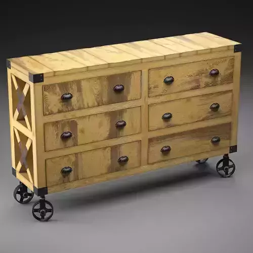 Manufacture Buffet-dresser on Wheels in the Industrial Style 3D model