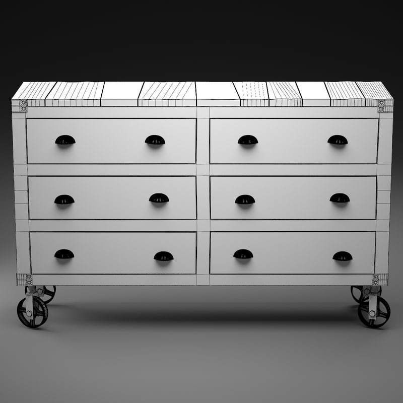Manufacture Buffet-dresser on Wheels in the Industrial Style 3D model_2