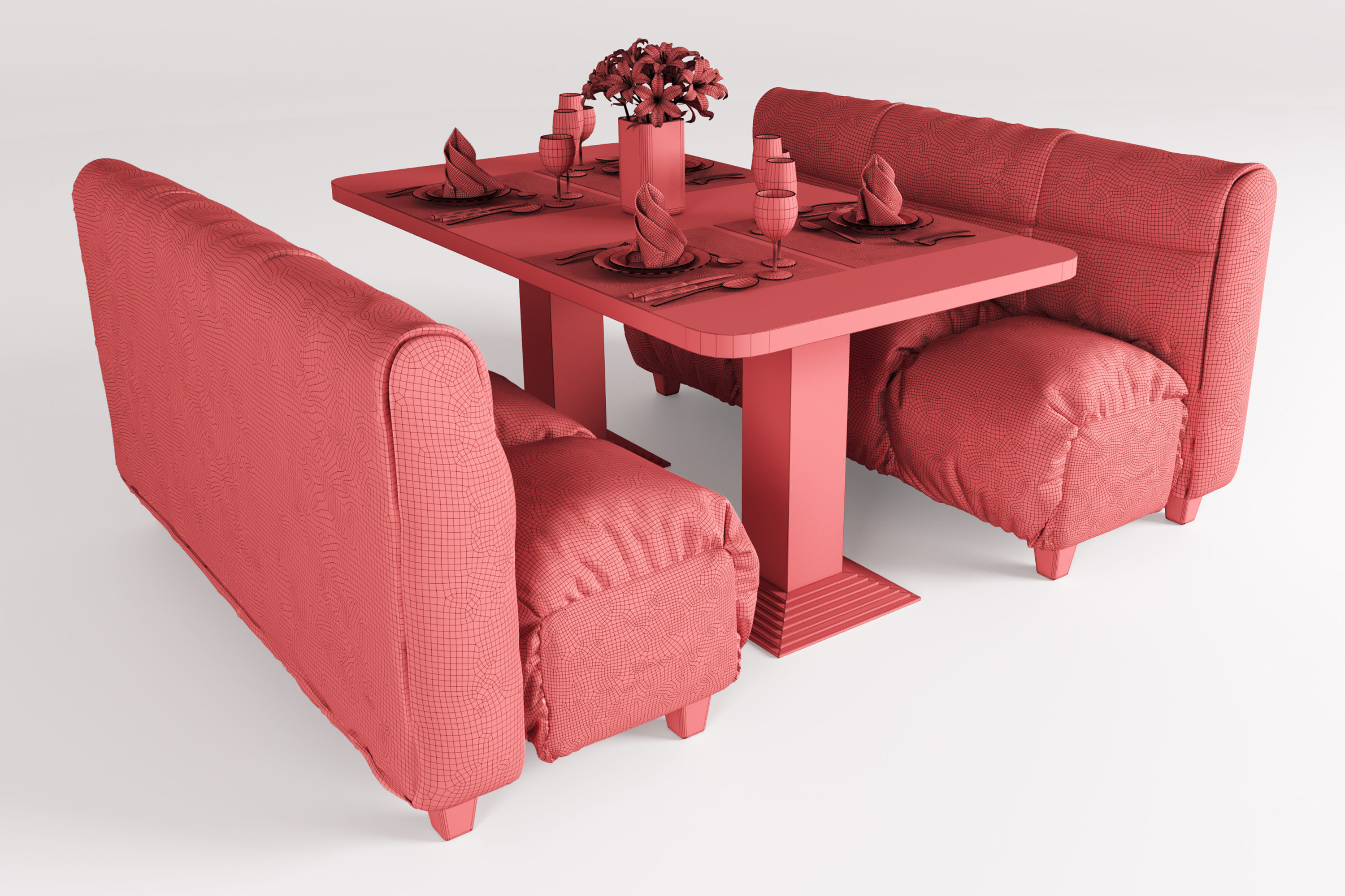 Cafe table and table setting 3D model_12