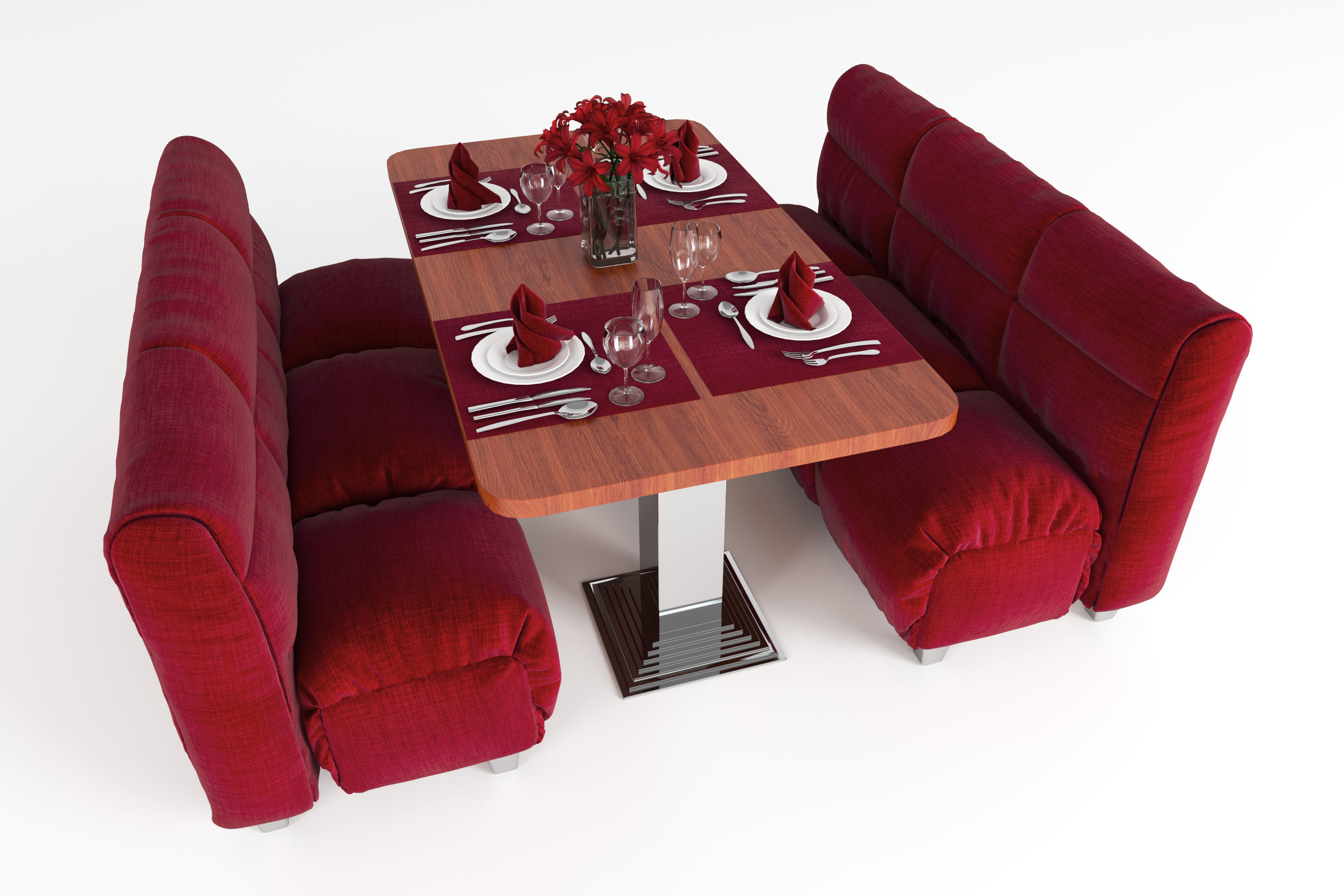 Cafe table and table setting 3D model_10