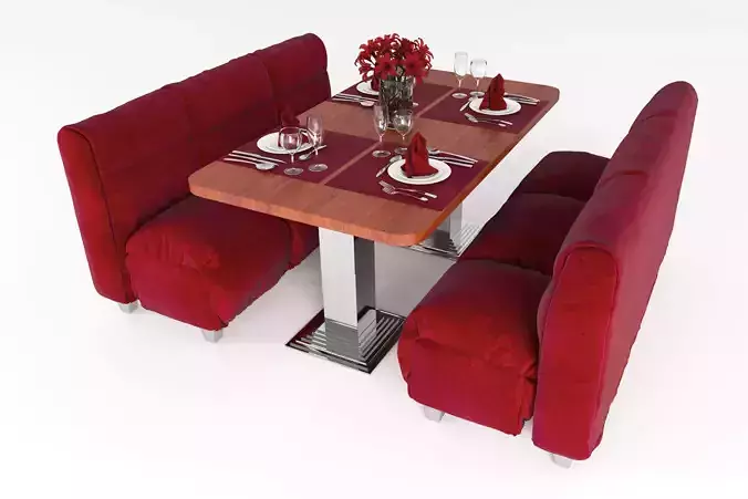 Cafe table and table setting