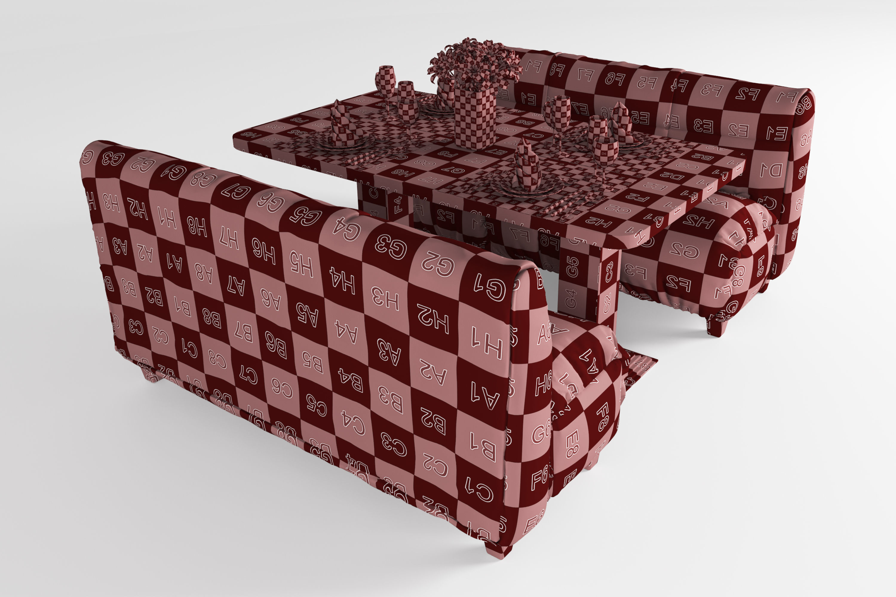 Cafe table and table setting 3D model_15