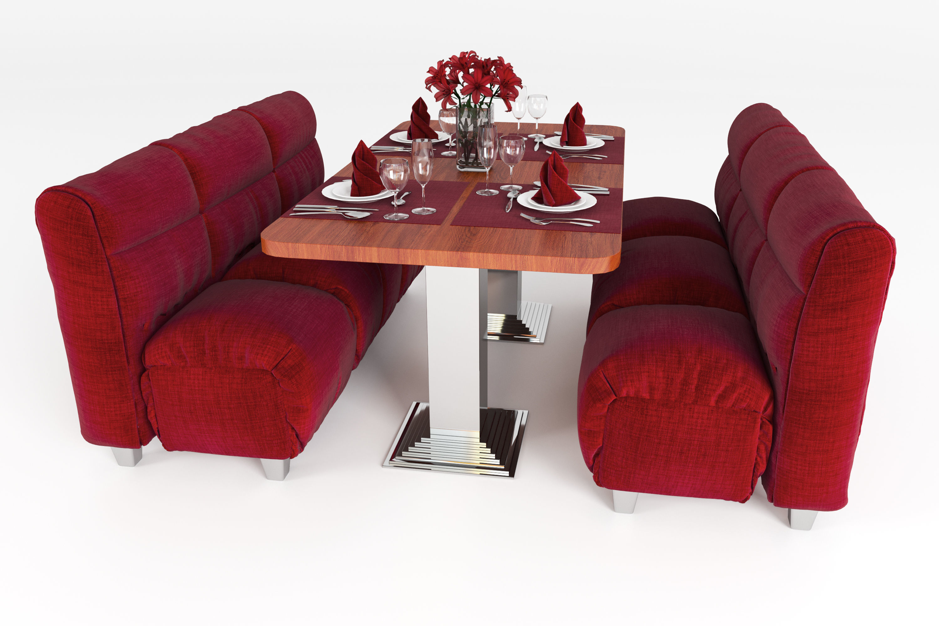 Cafe table and table setting 3D model_7