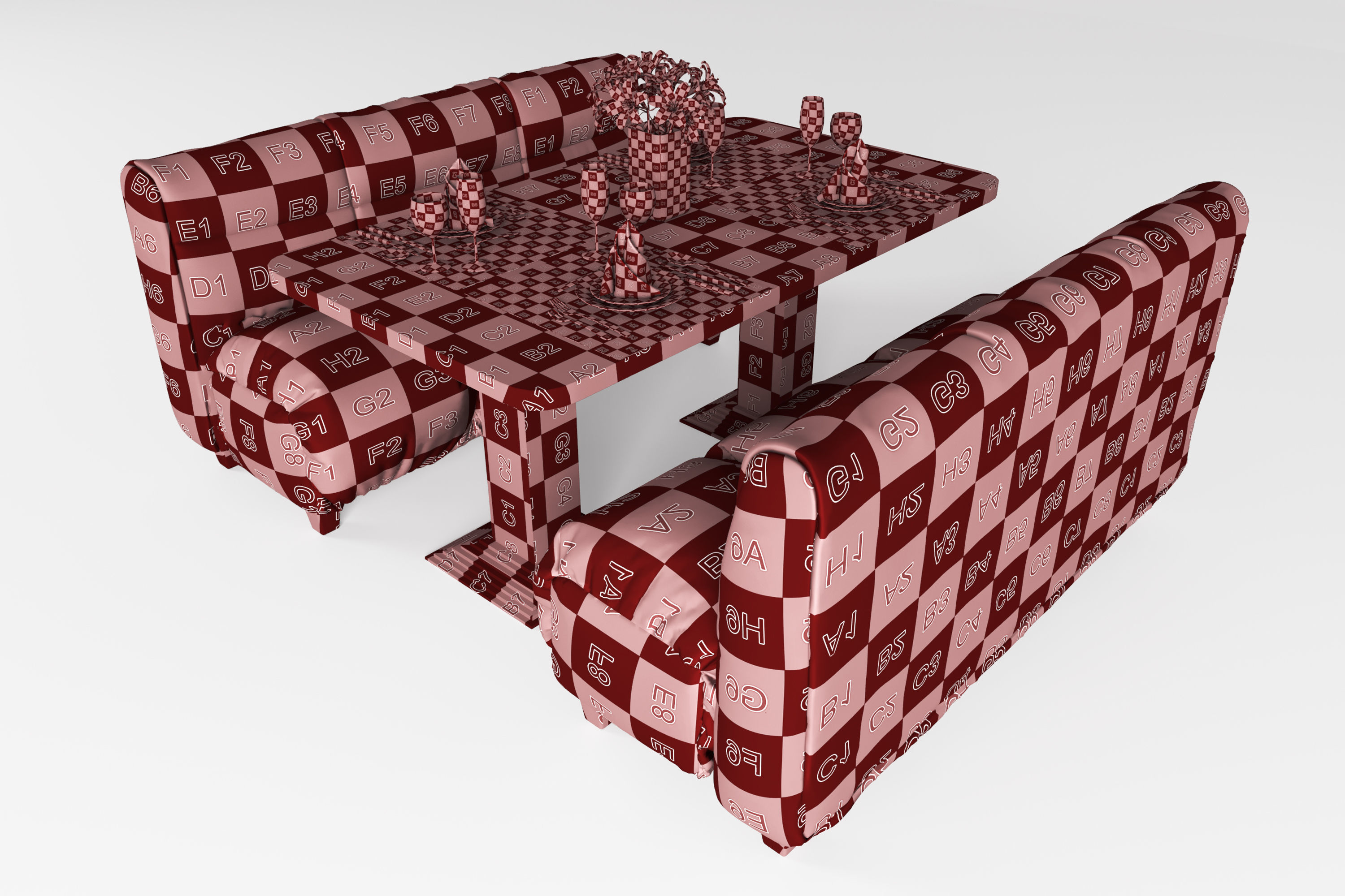 Cafe table and table setting 3D model_16