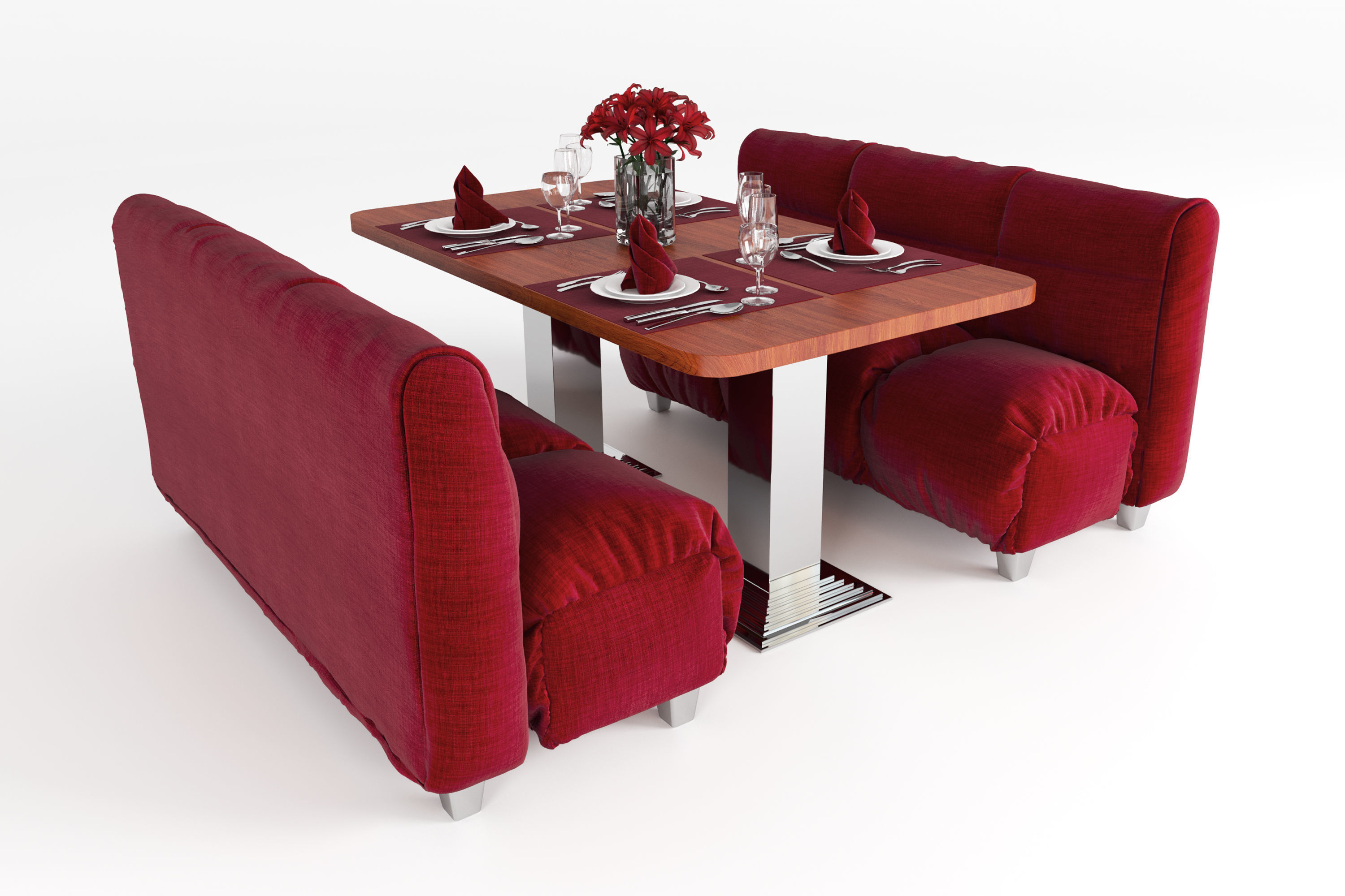 Cafe table and table setting 3D model_2
