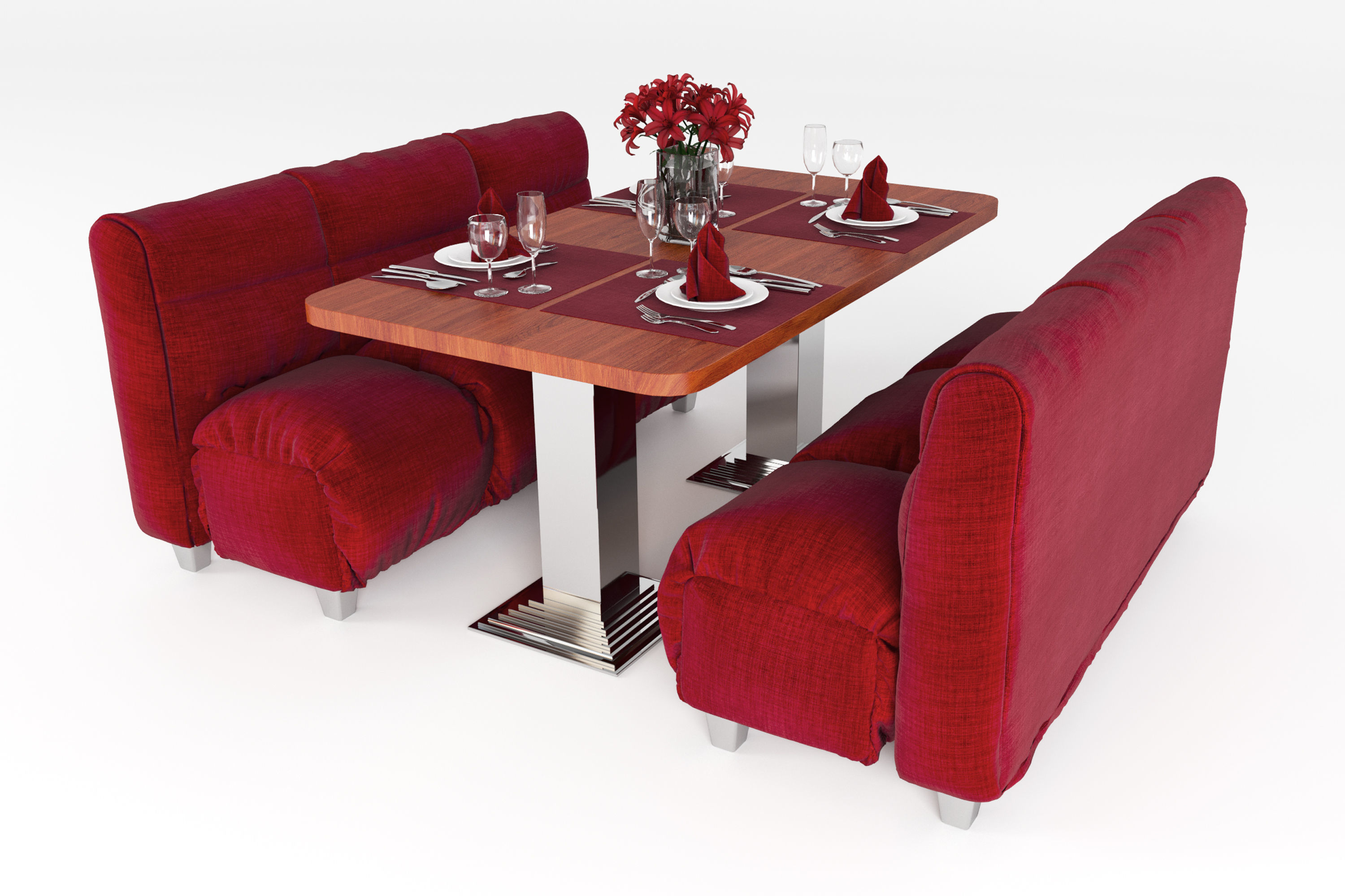 Cafe table and table setting 3D model_6