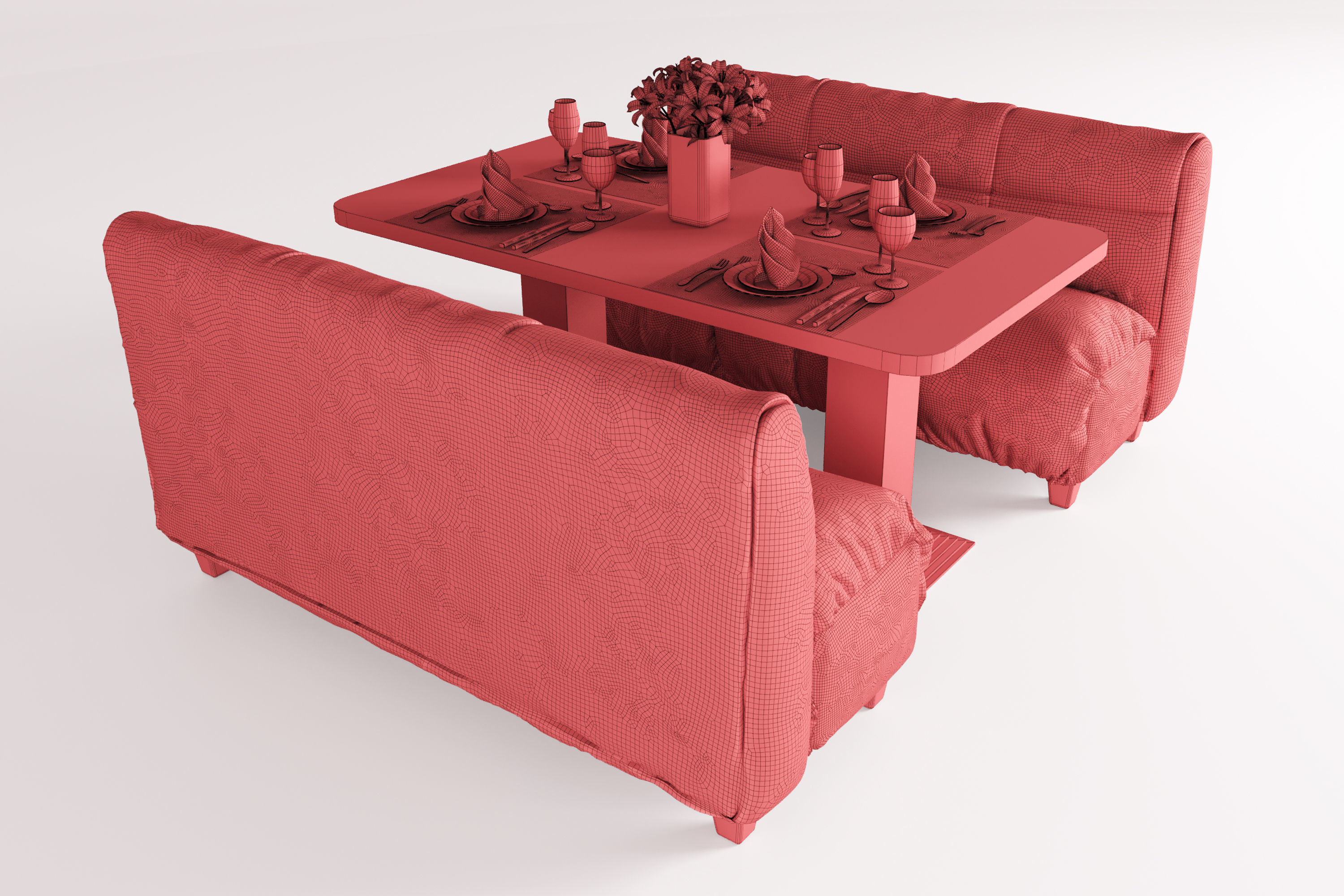 Cafe table and table setting 3D model_11