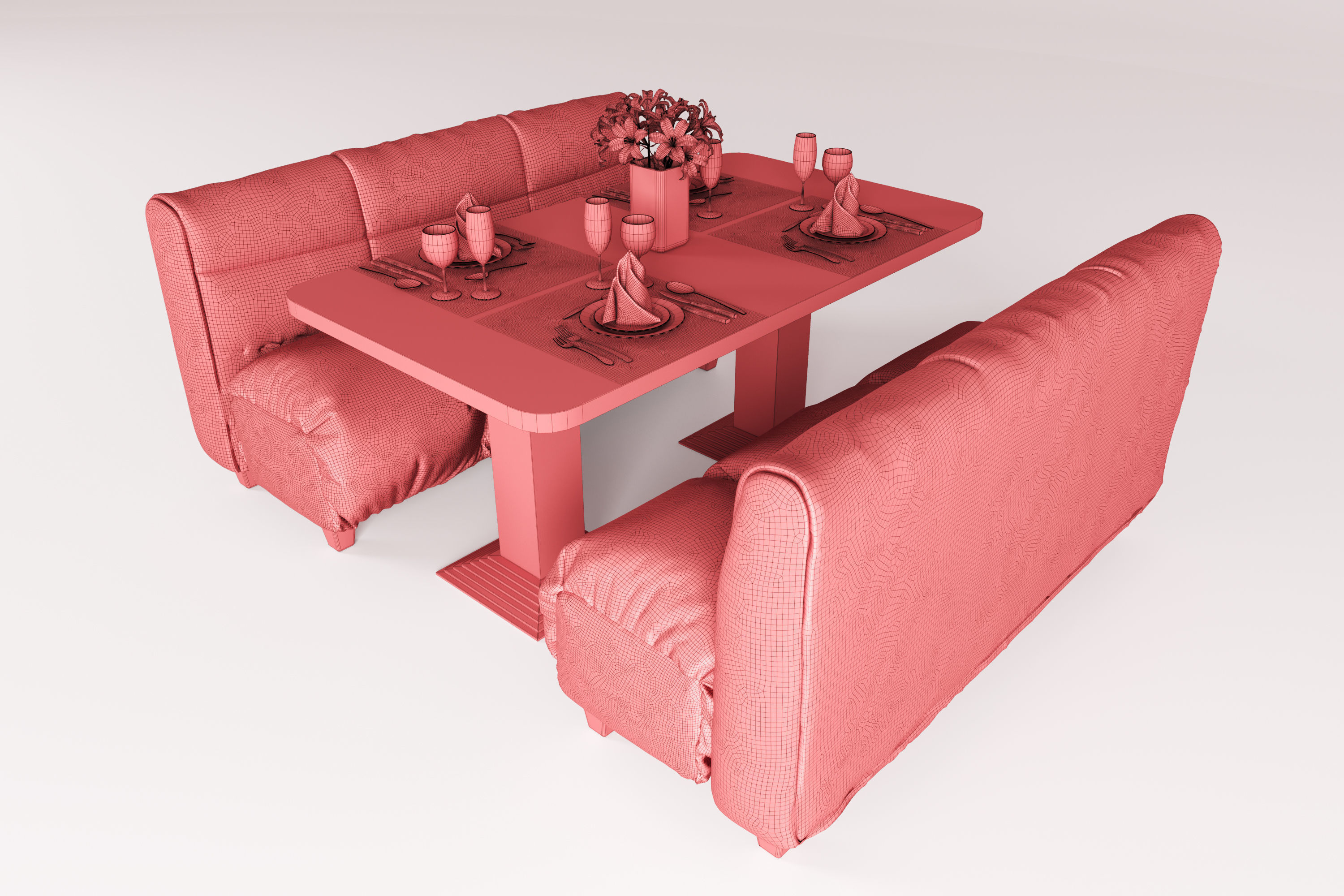 Cafe table and table setting 3D model_13