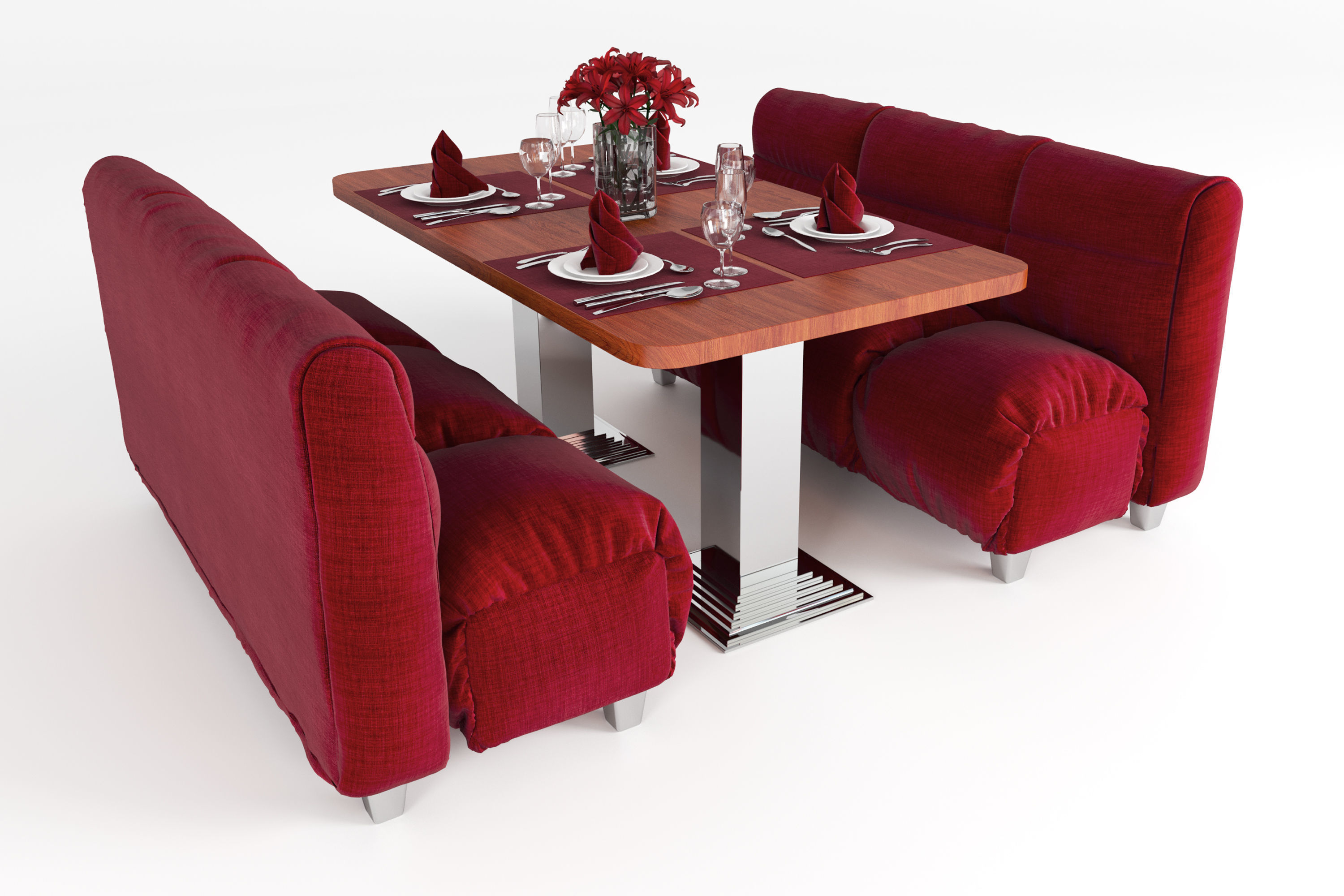 Cafe table and table setting 3D model_3