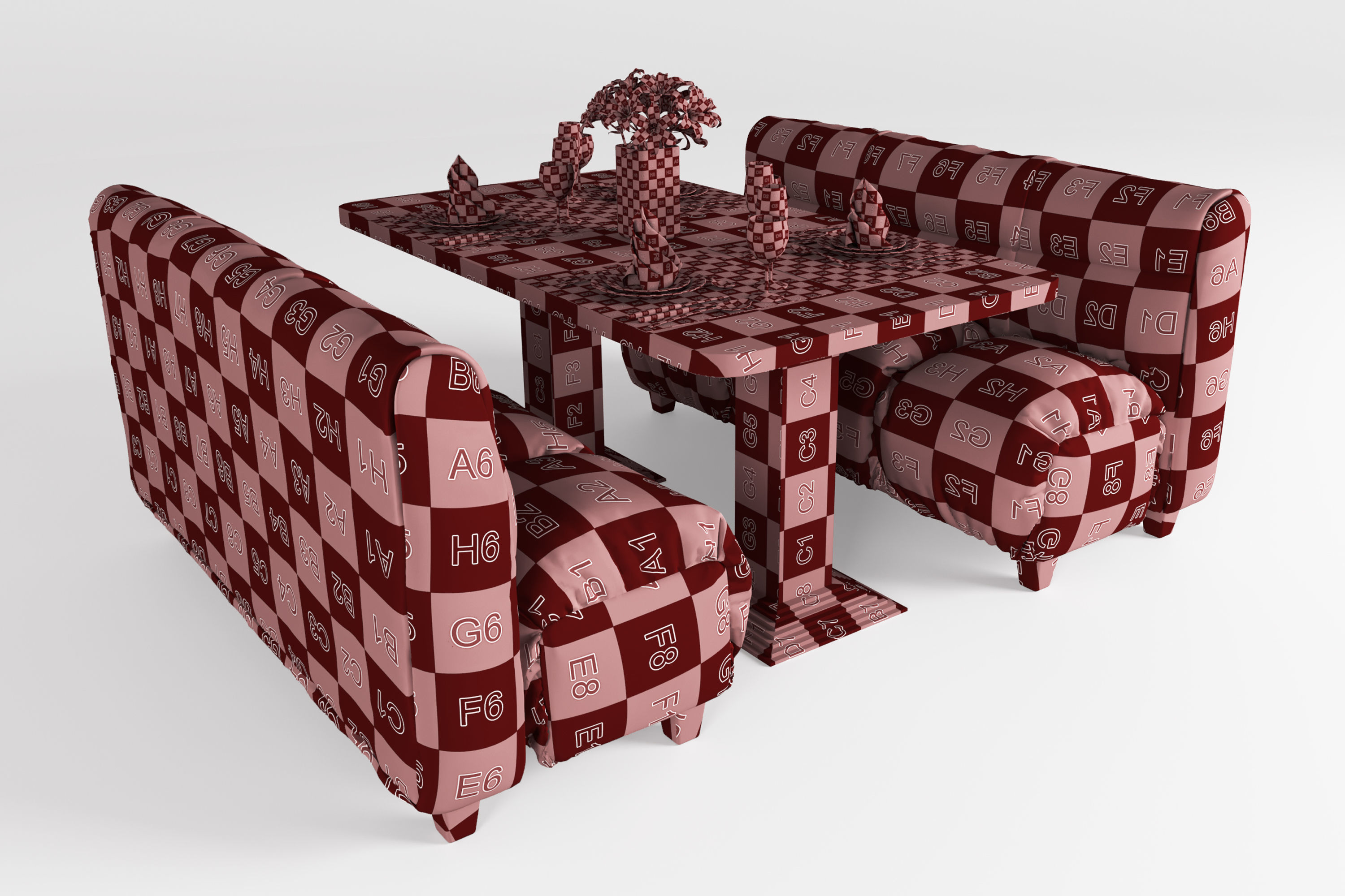 Cafe table and table setting 3D model_14
