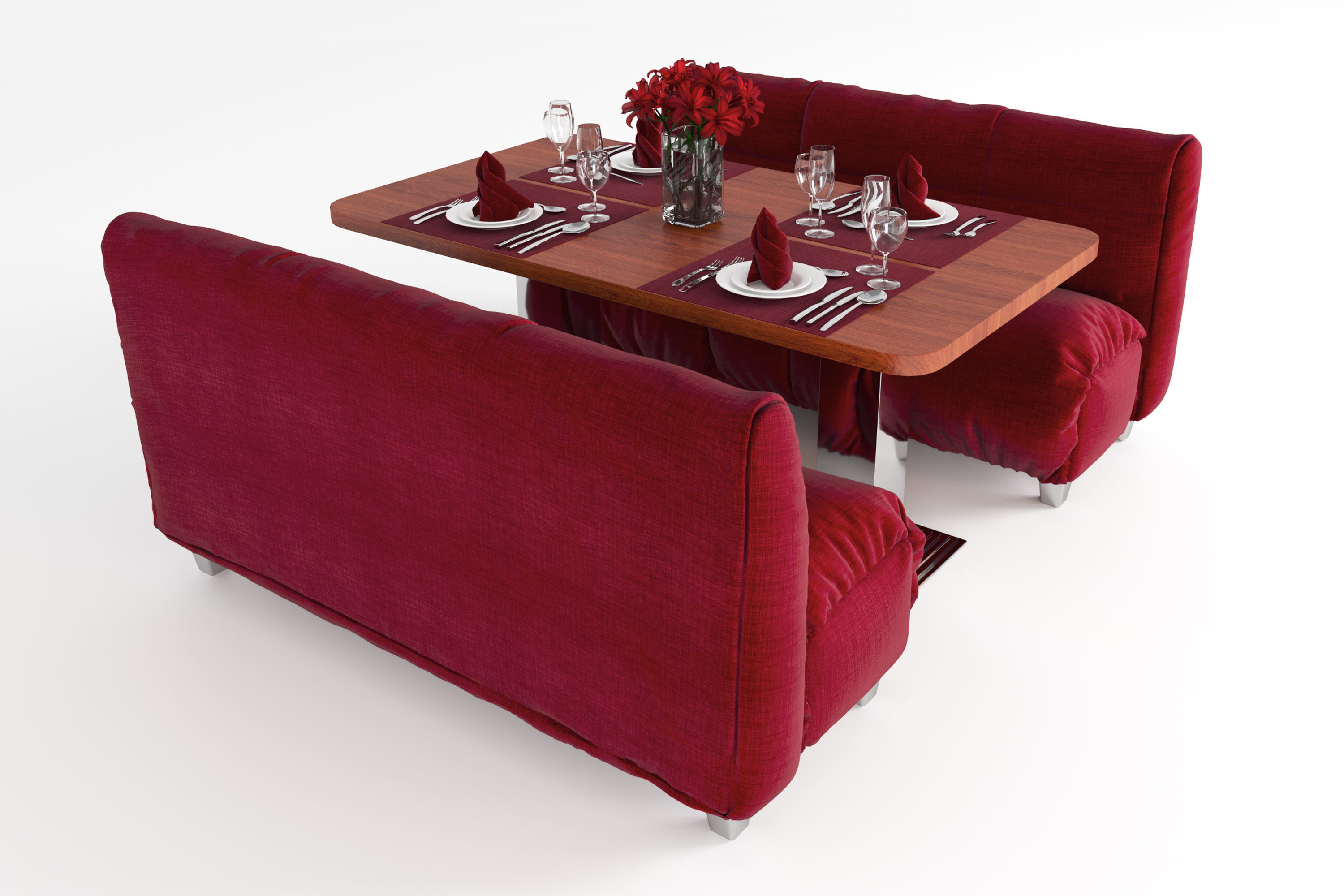 Cafe table and table setting 3D model_8