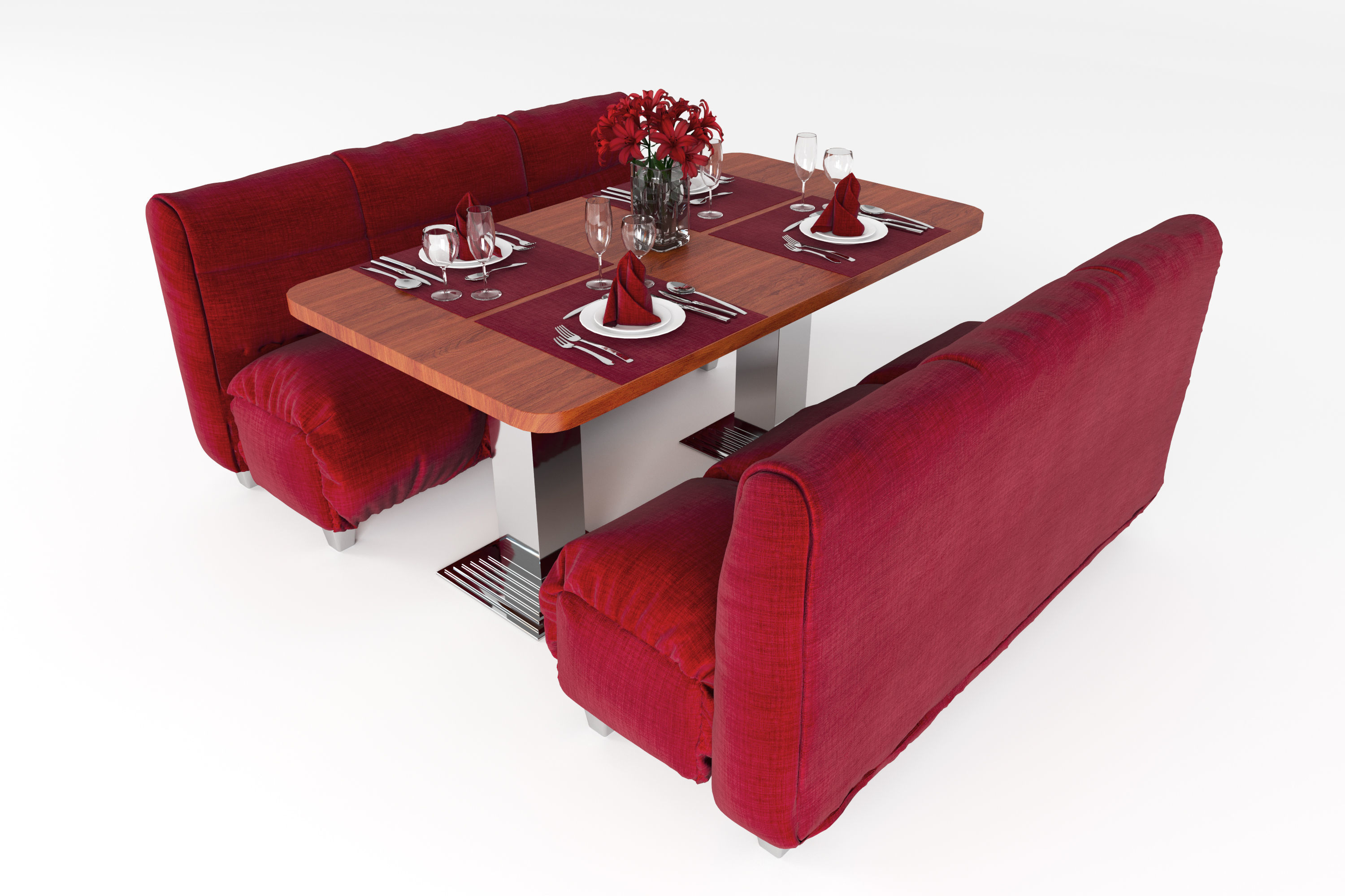 Cafe table and table setting 3D model_4