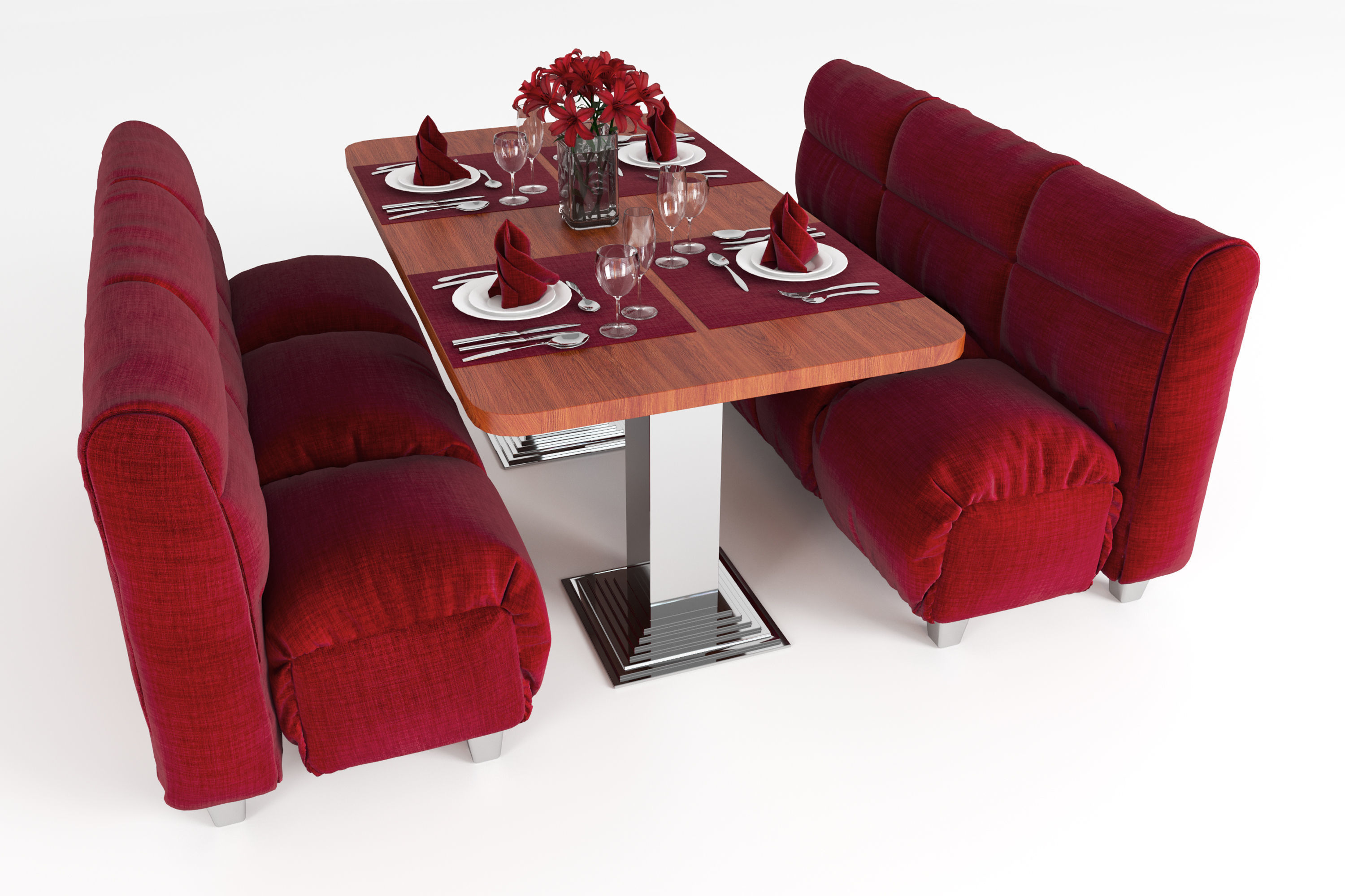 Cafe table and table setting 3D model_9