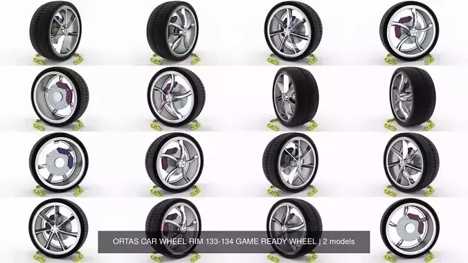 ORTAS CAR WHEEL RIM 133-134 GAME READY WHEEL 3D Model Collection