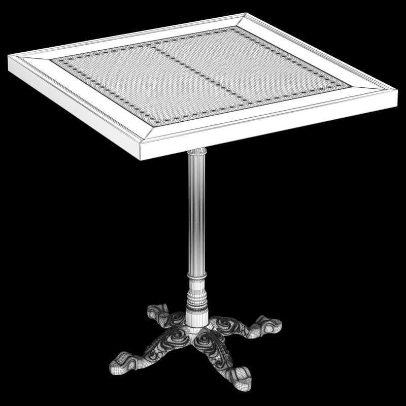 Restaurant Table Square Metal Sheet 3D model_4