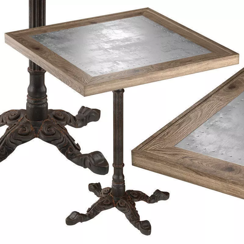 Restaurant Table Square Metal Sheet 3D model_0