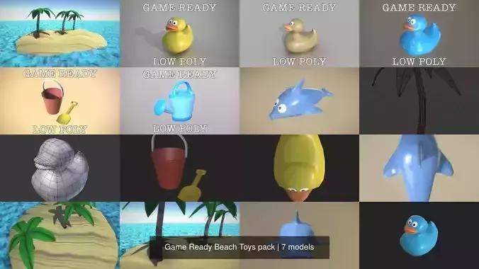 Game Ready Beach Toys pack 3D Model Collection