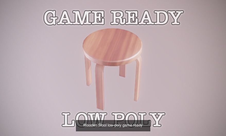 Game Ready Chairs wooden chair 3D Model Collection_3