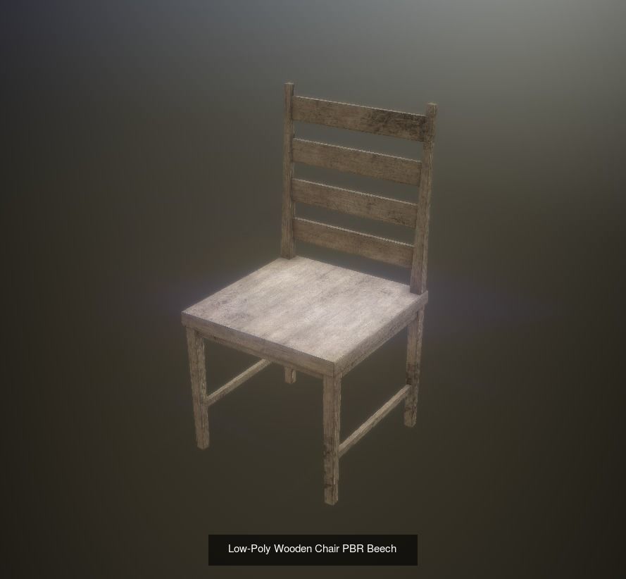 Game Ready Chairs wooden chair 3D Model Collection_2