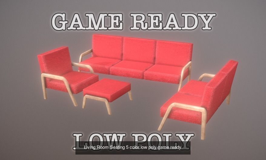 Game Ready Chairs wooden chair 3D Model Collection_6