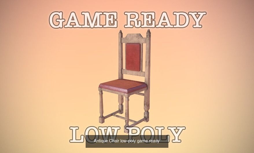 Game Ready Chairs wooden chair 3D Model Collection_4
