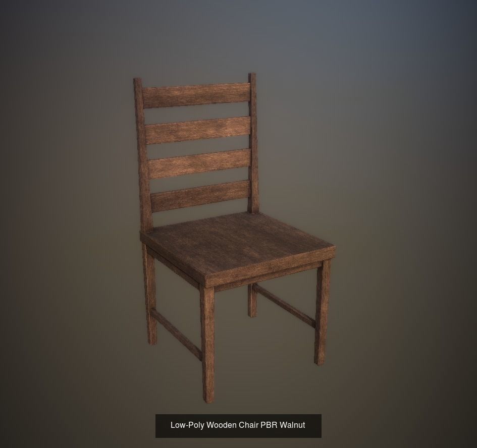 Game Ready Chairs wooden chair 3D Model Collection_1