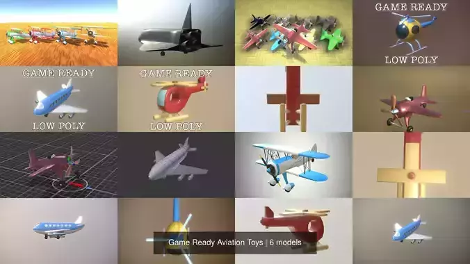 Game Ready Aviation Toys 3D Model Collection