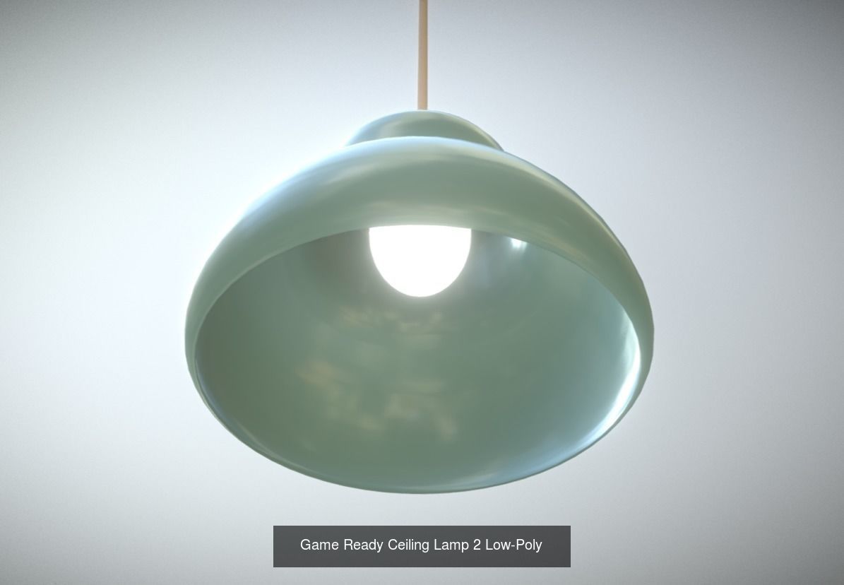 Game Ready Lamps pendant light with wooden ball hanging from it 3D Model Collection_8