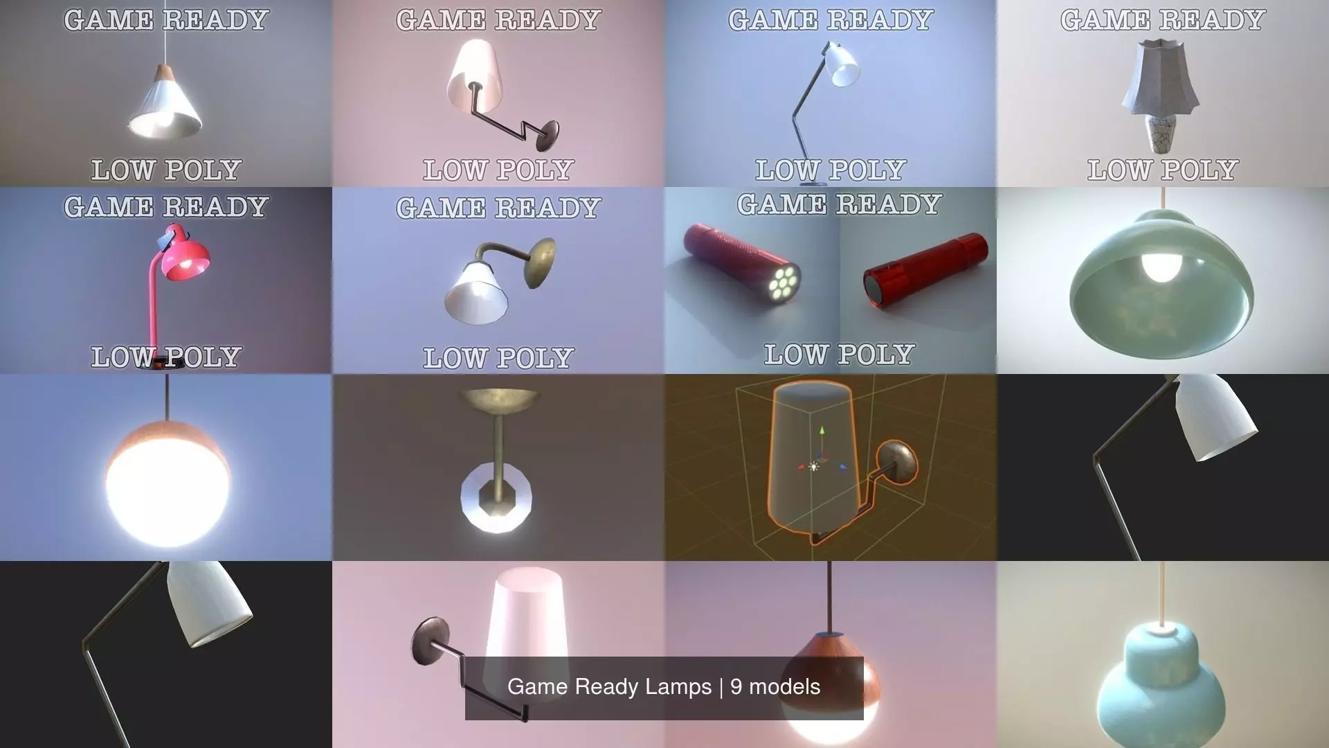 Game Ready Lamps pendant light with wooden ball hanging from it 3D Model Collection_0