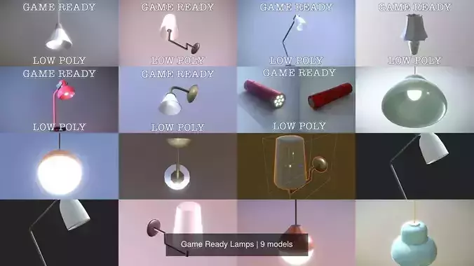 Game Ready Lamps pendant light with wooden ball hanging from it 3D Model Collection
