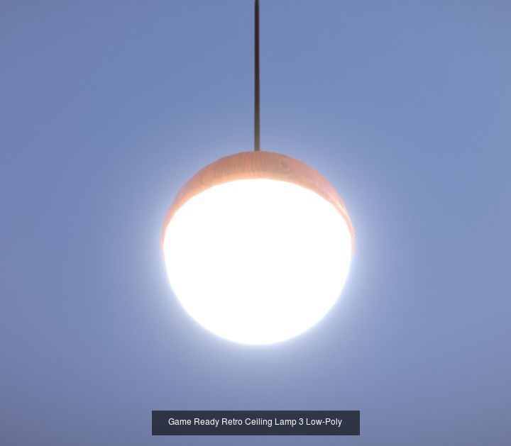 Game Ready Lamps pendant light with wooden ball hanging from it 3D Model Collection_9