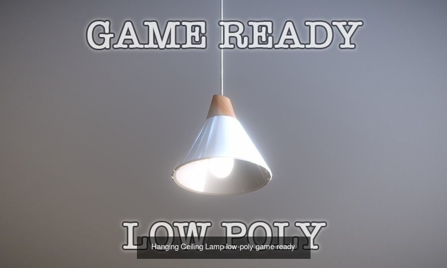 Game Ready Lamps pendant light with wooden ball hanging from it 3D Model Collection_1