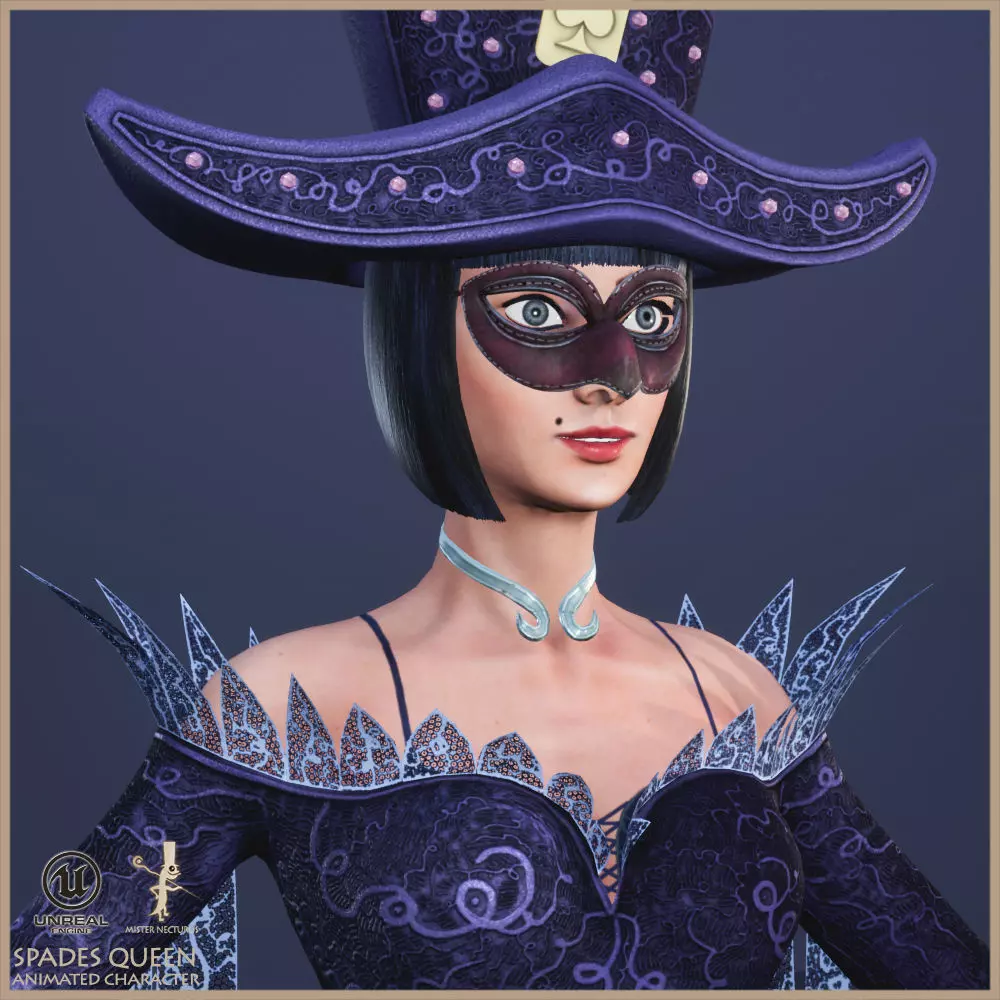 Spades Queen Low-poly 3D model_0