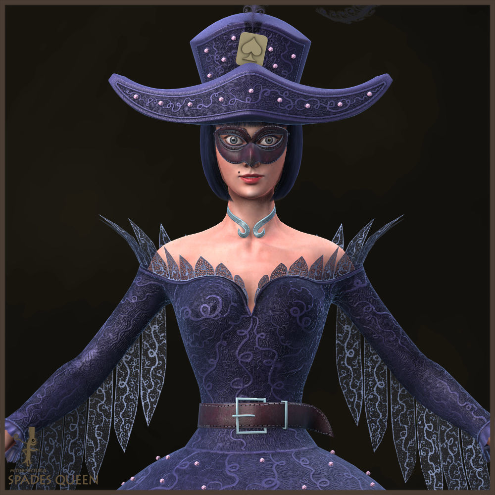 Spades Queen Low-poly 3D model_27