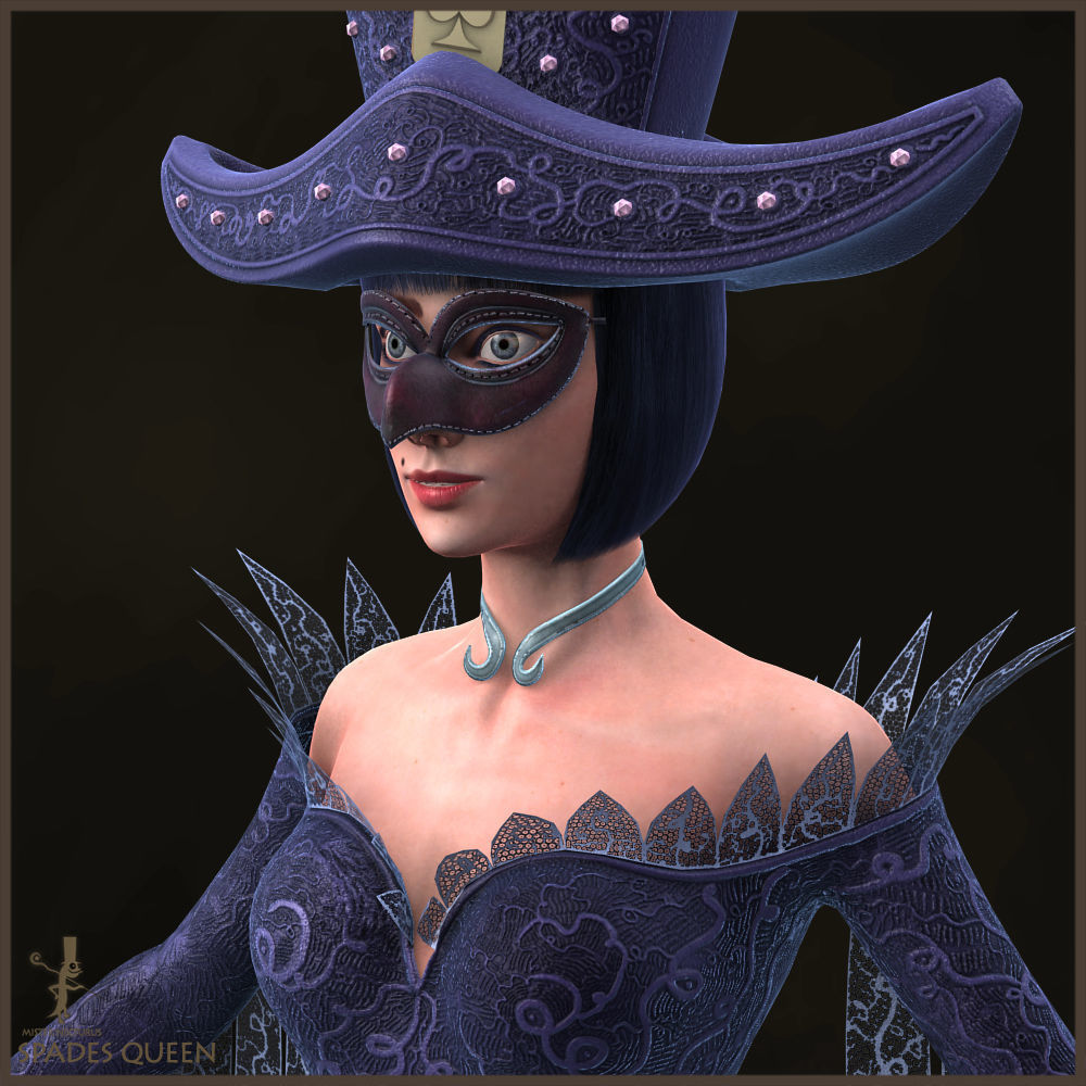 Spades Queen Low-poly 3D model_28