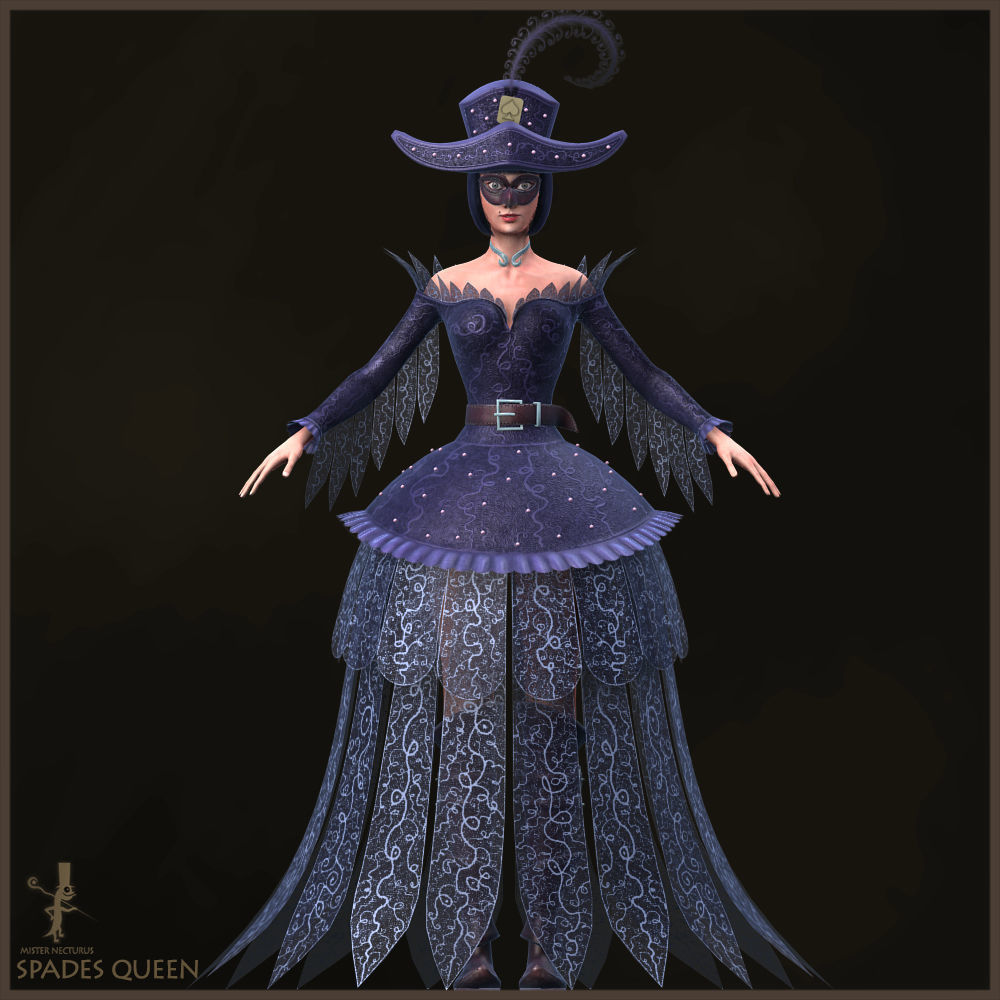 Spades Queen Low-poly 3D model_24