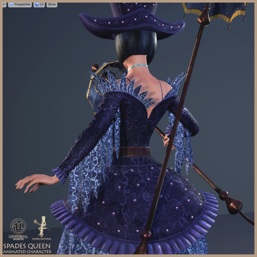 Spades Queen Low-poly 3D model_10