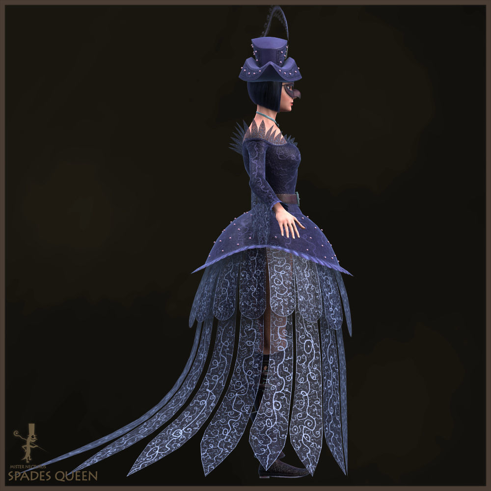 Spades Queen Low-poly 3D model_12