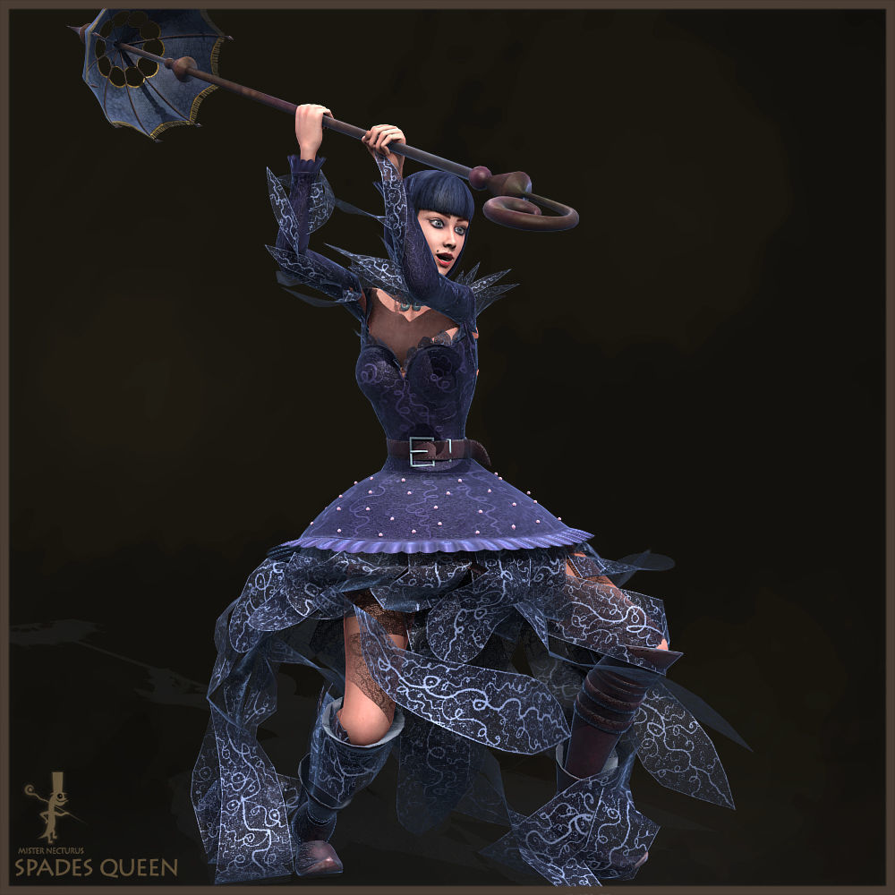 Spades Queen Low-poly 3D model_22