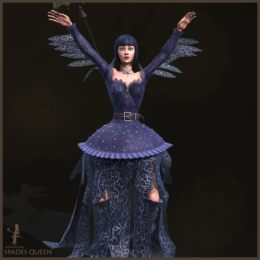 Spades Queen Low-poly 3D model_23