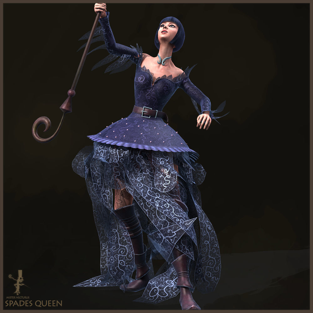 Spades Queen Low-poly 3D model_19