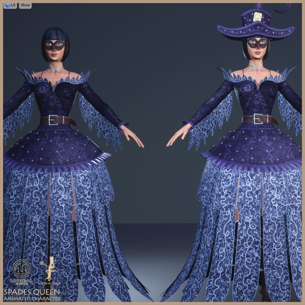 Spades Queen Low-poly 3D model_4