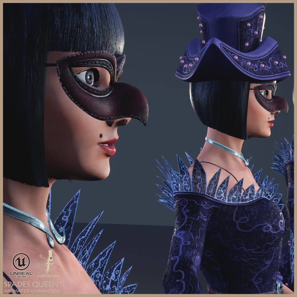 Spades Queen Low-poly 3D model_5