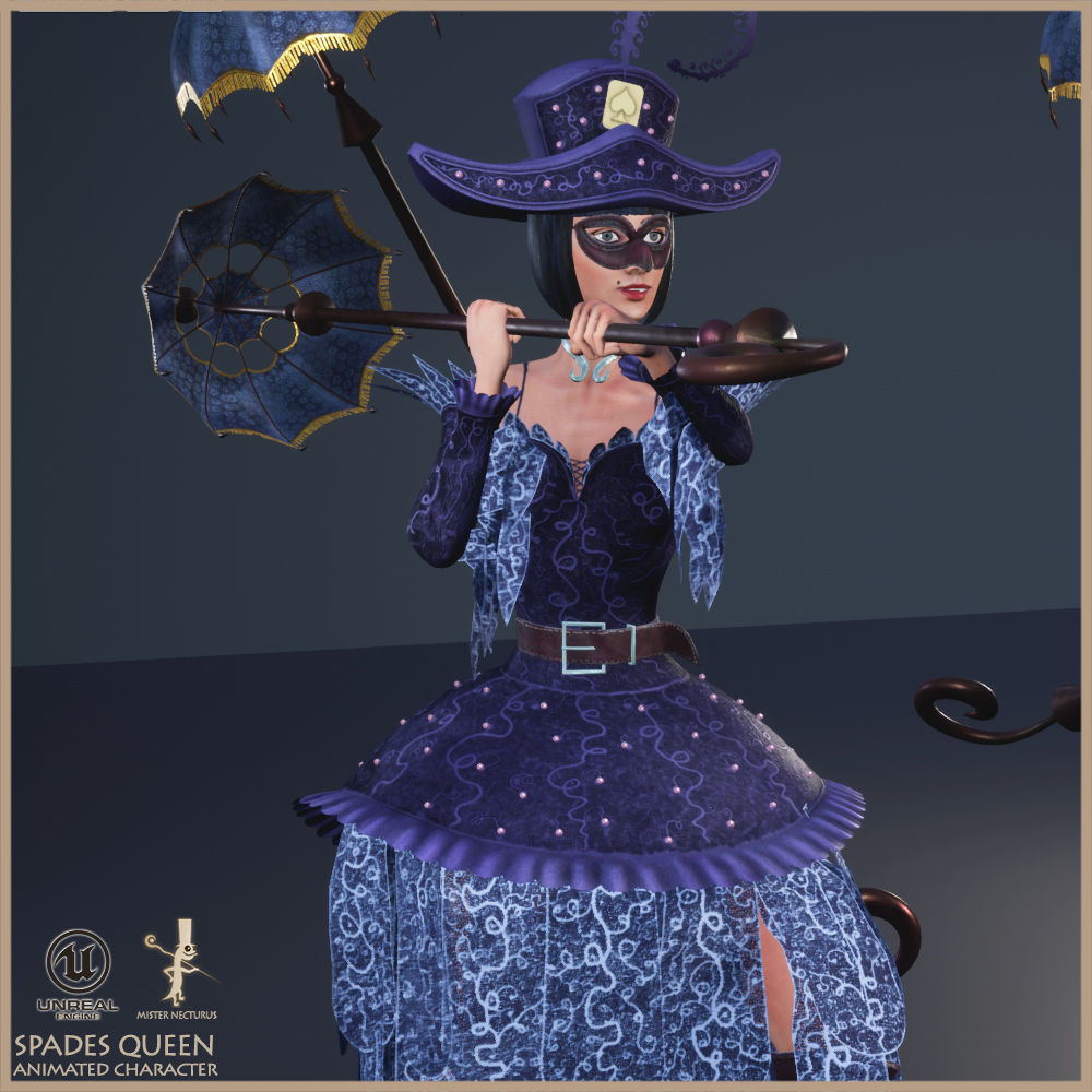 Spades Queen Low-poly 3D model_7